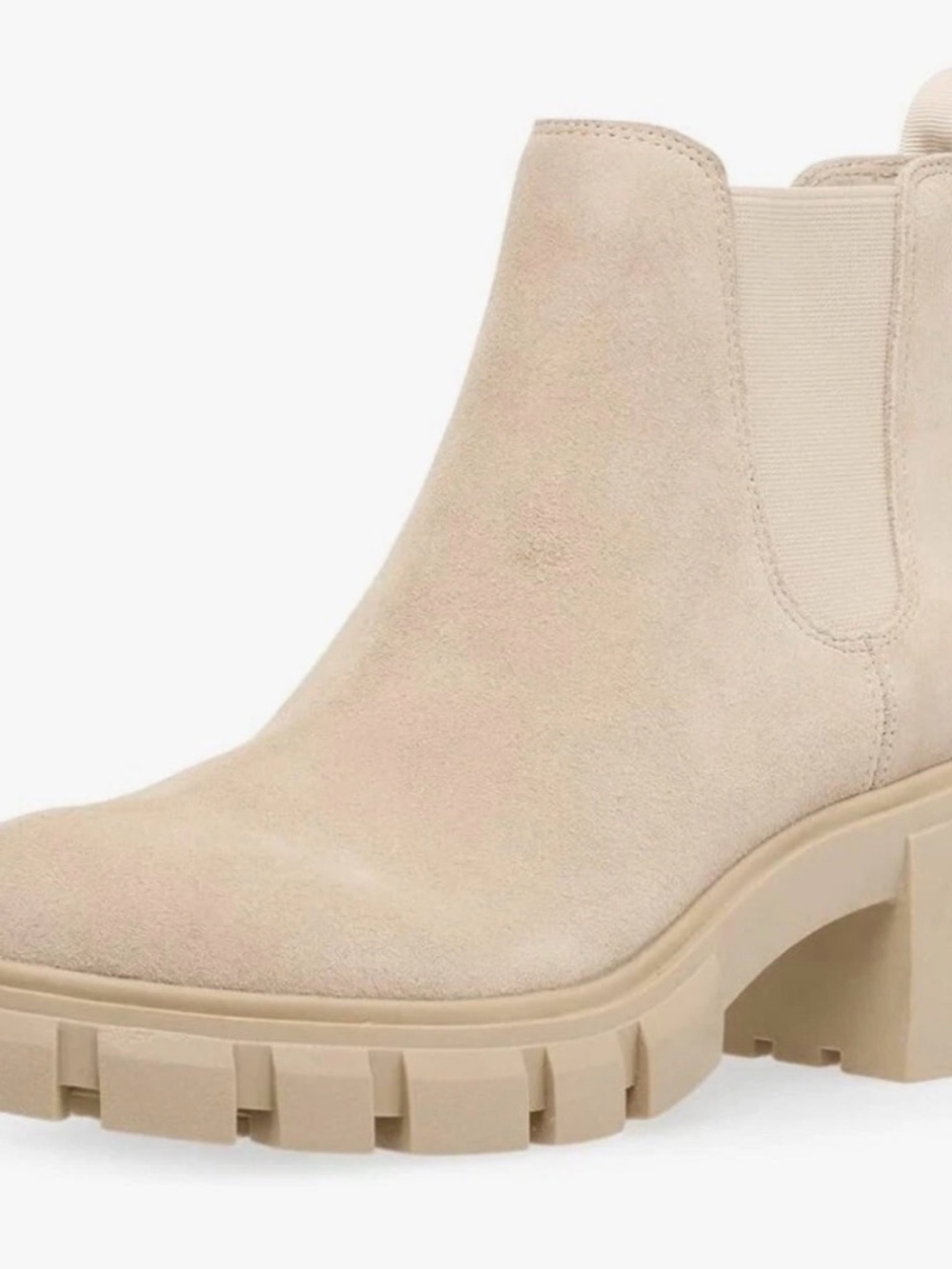 Steve Madden Cream Suede Chelsea Lug Bootie